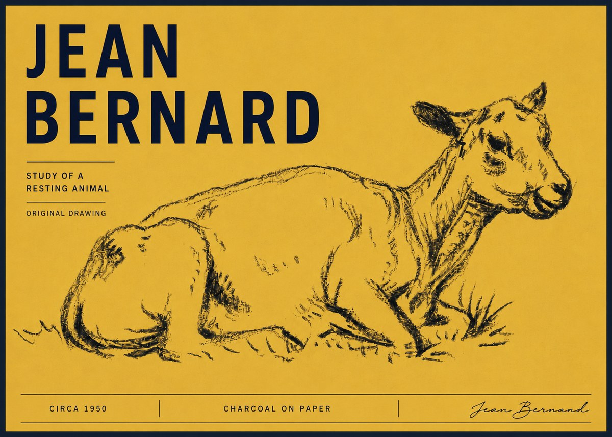 Jean Bernard Study of a Resting Animal No6 - Plakat