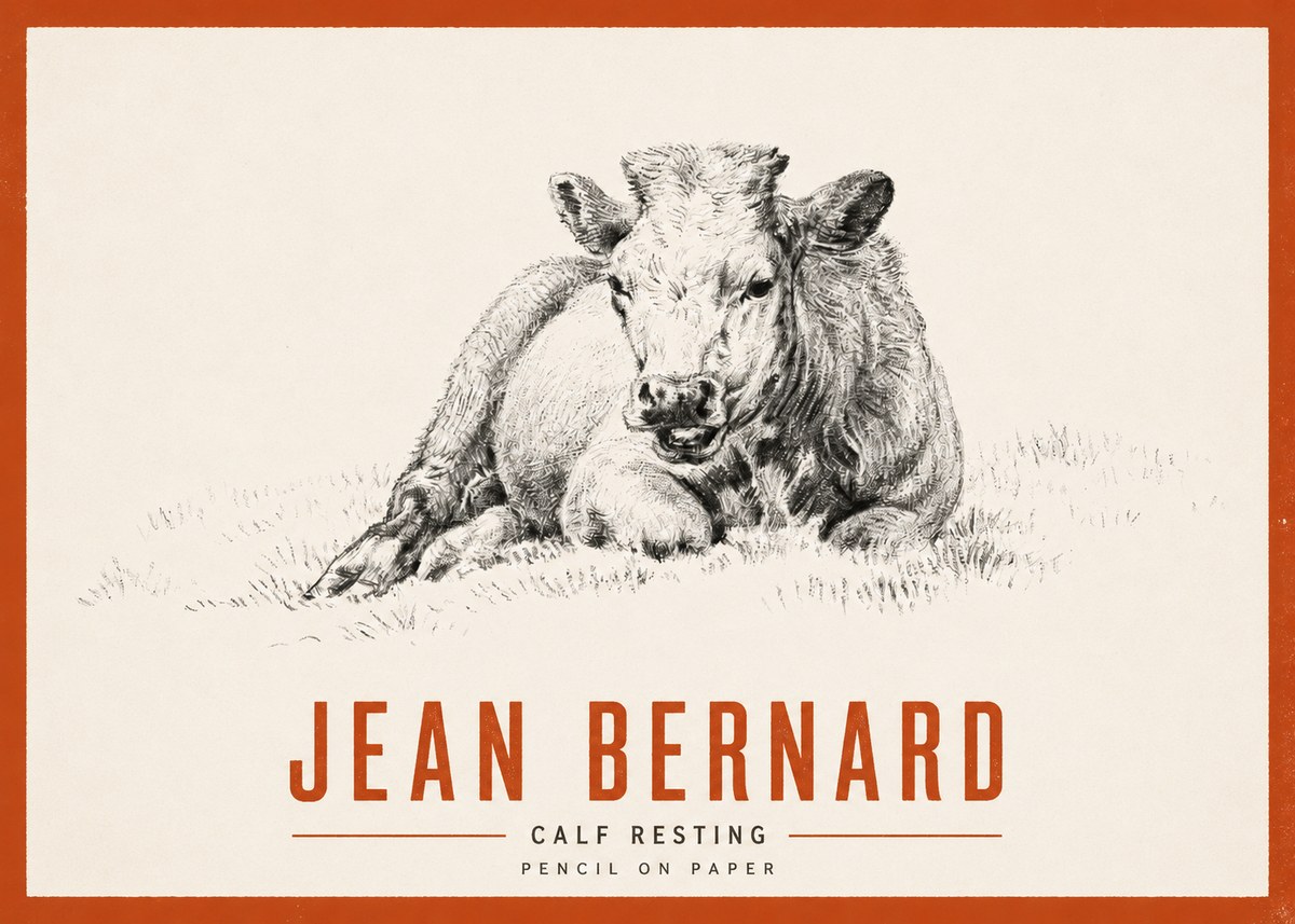 Jean Bernard Calf Resting No2 - Plakat