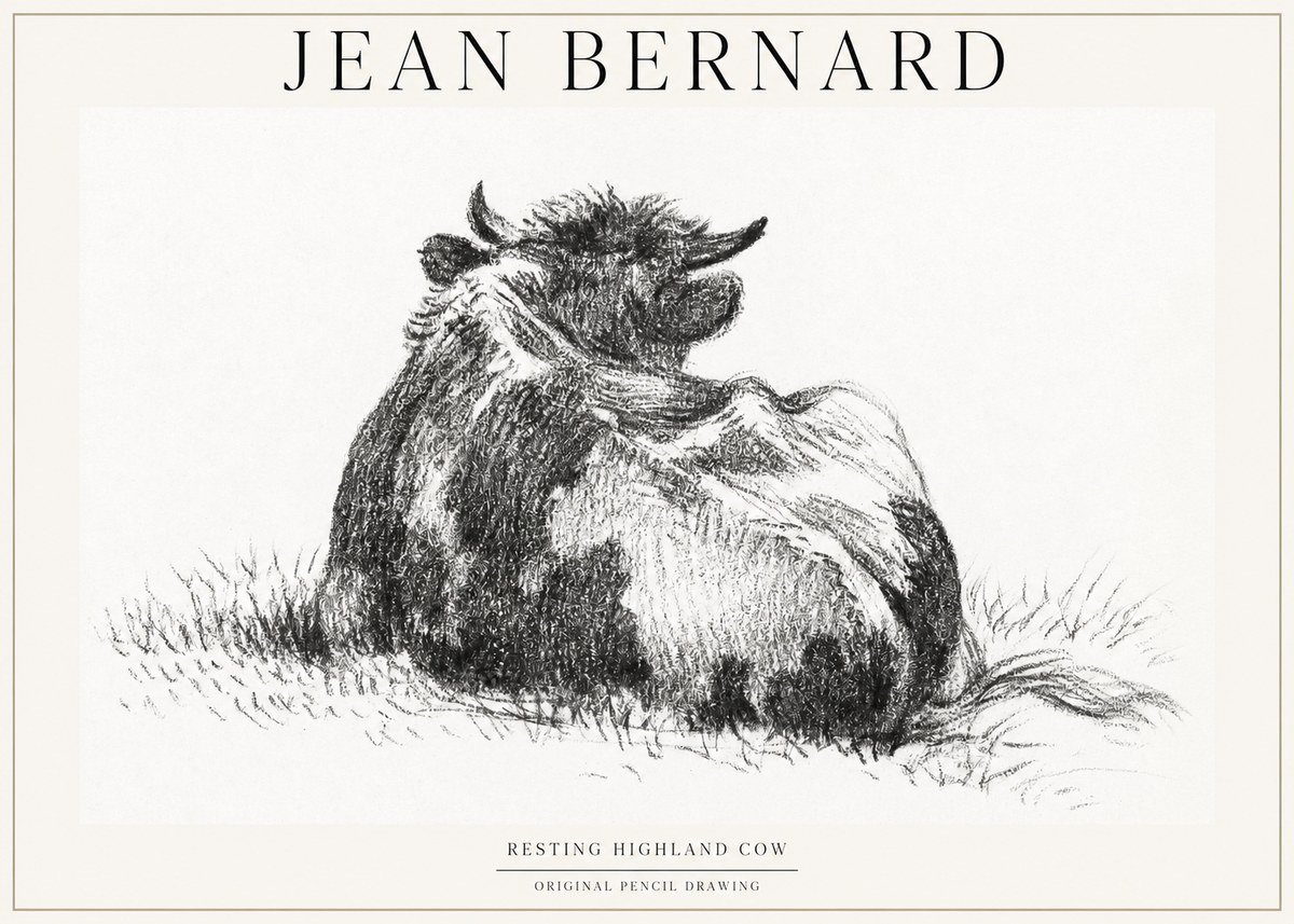Jean Bernard Resting Highland Cow No1 - Plakat