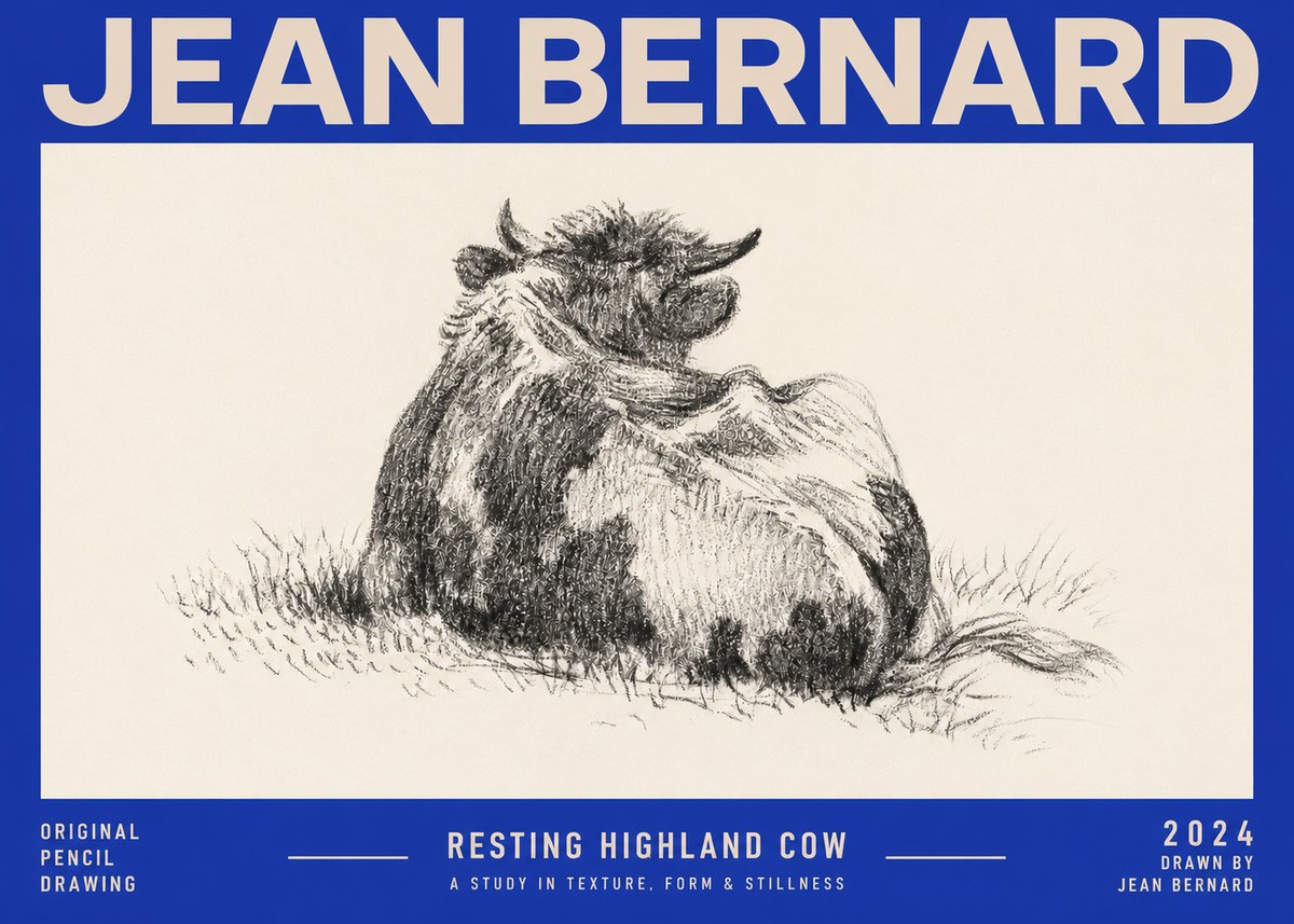 Jean Bernard Resting Highland Cow No2 - Plakat