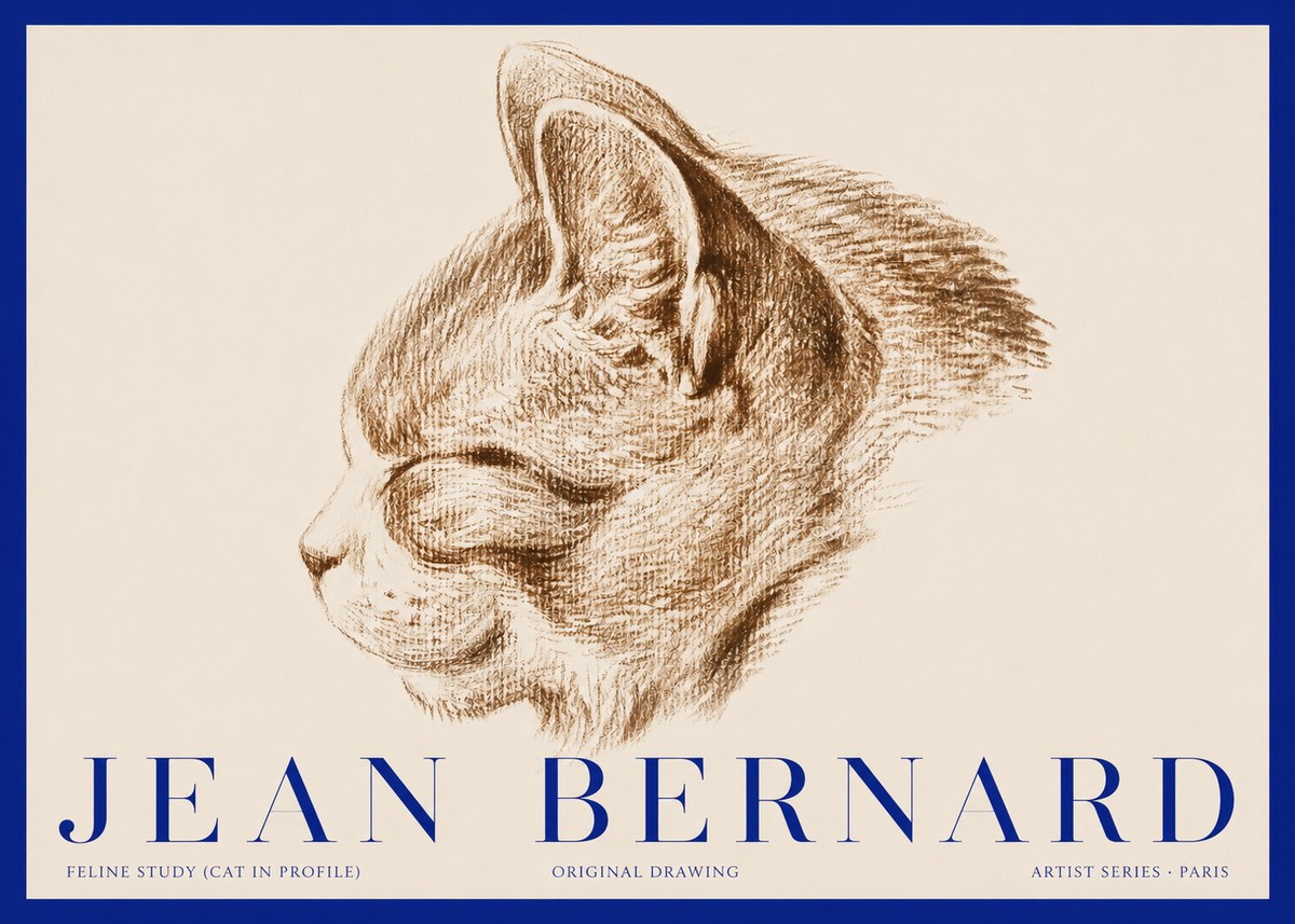 Jean Bernard Cat Study VI No3 - Plakat