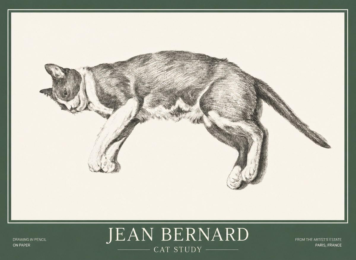 Jean Bernard Cat Study VII No1 - Plakat