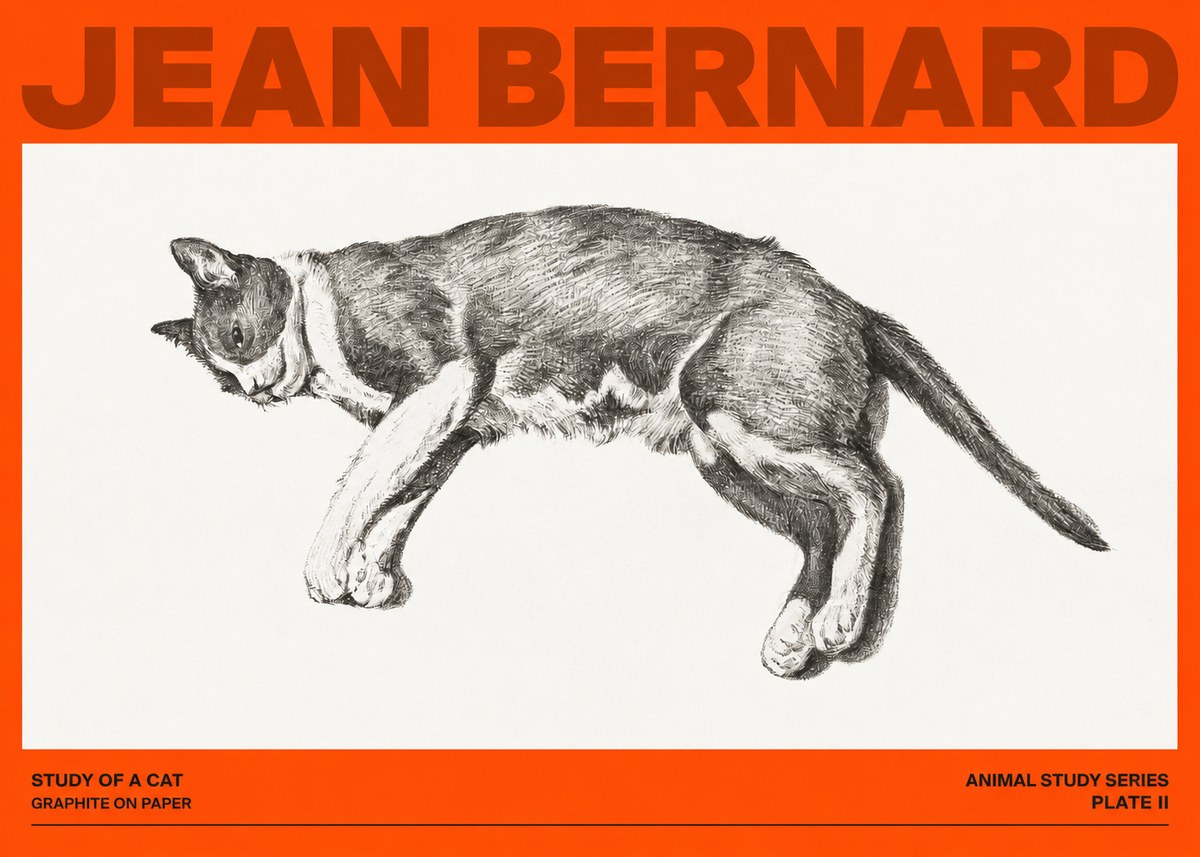 Jean Bernard Cat Study VII No4 - Plakat