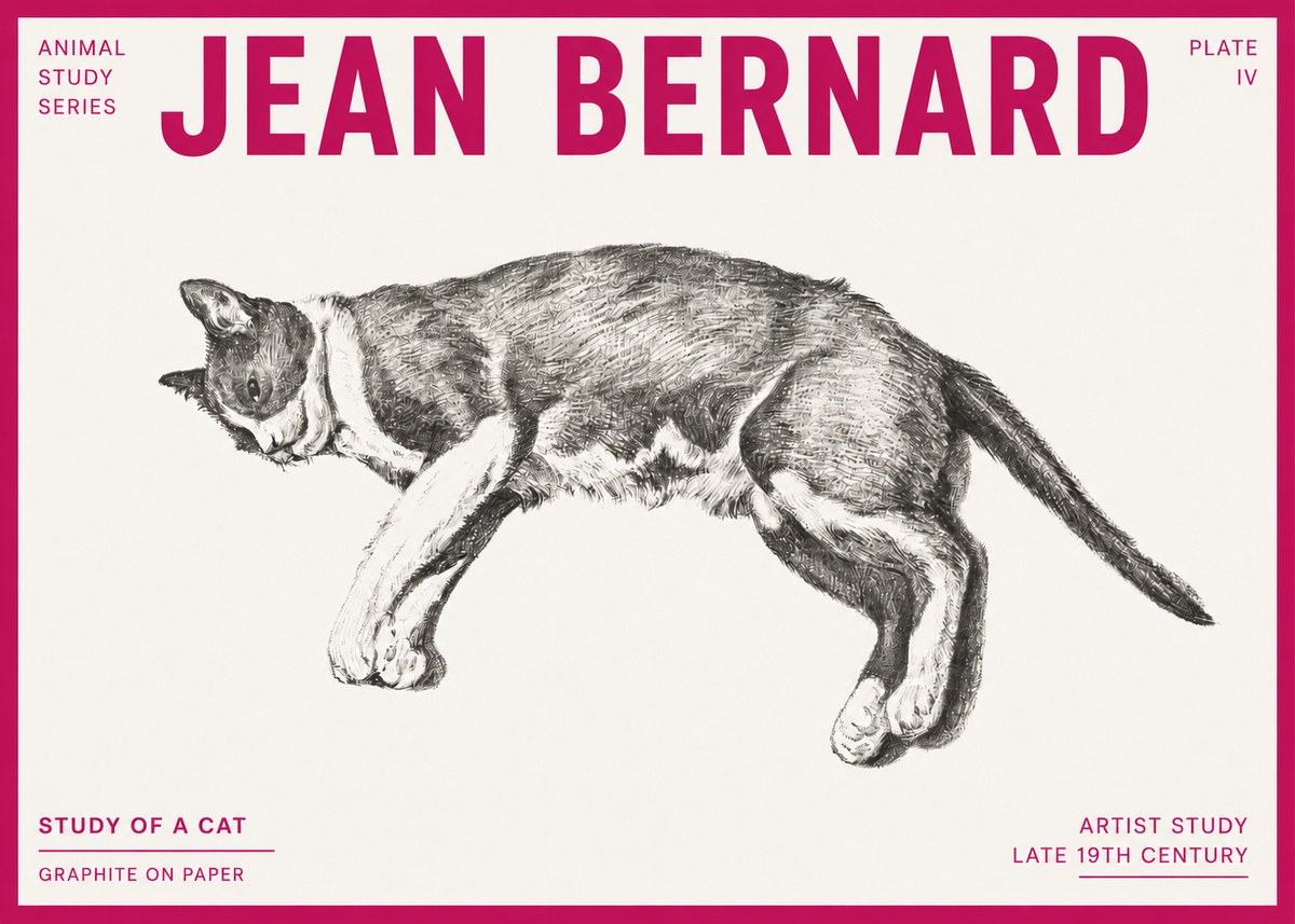 Jean Bernard Cat Study VII No6 - Plakat
