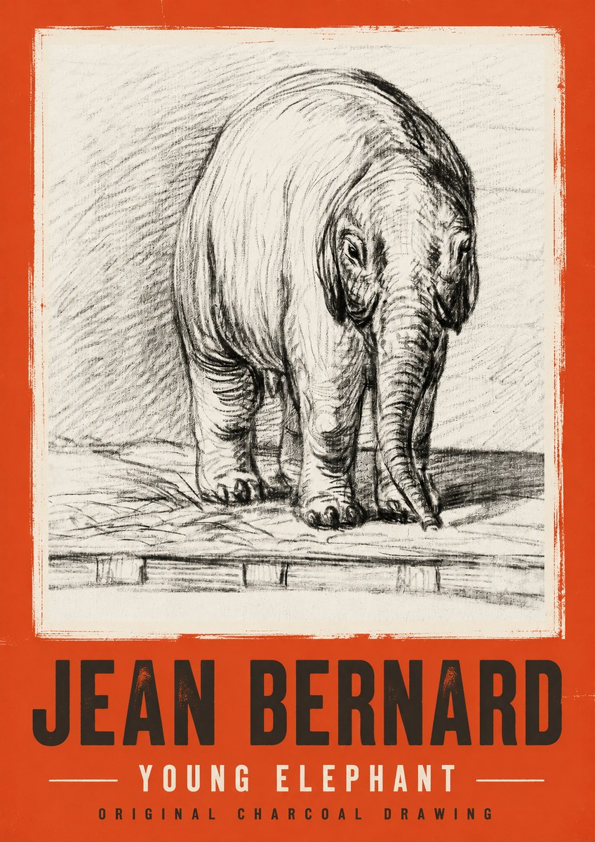 Jean Bernard Young Elephant No2 - Plakat