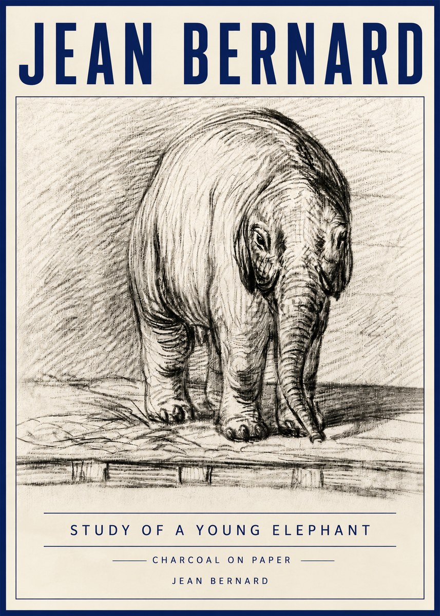 Jean Bernard Young Elephant No6 - Plakat
