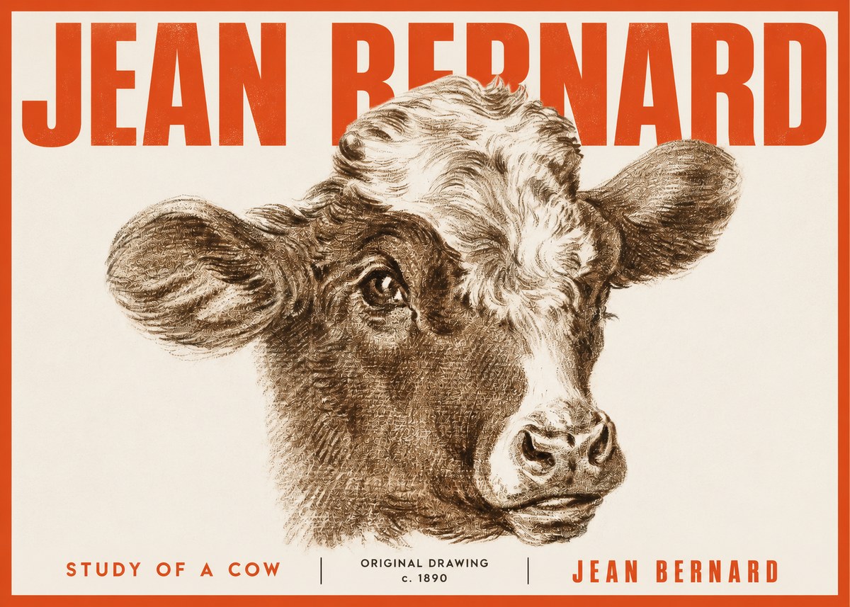 Jean Bernard Study of a Cow VIII No4 - Plakat