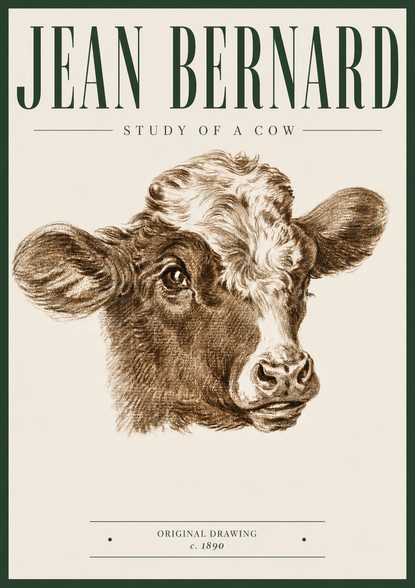 Jean Bernard Study of a Cow VIII No5 - Plakat