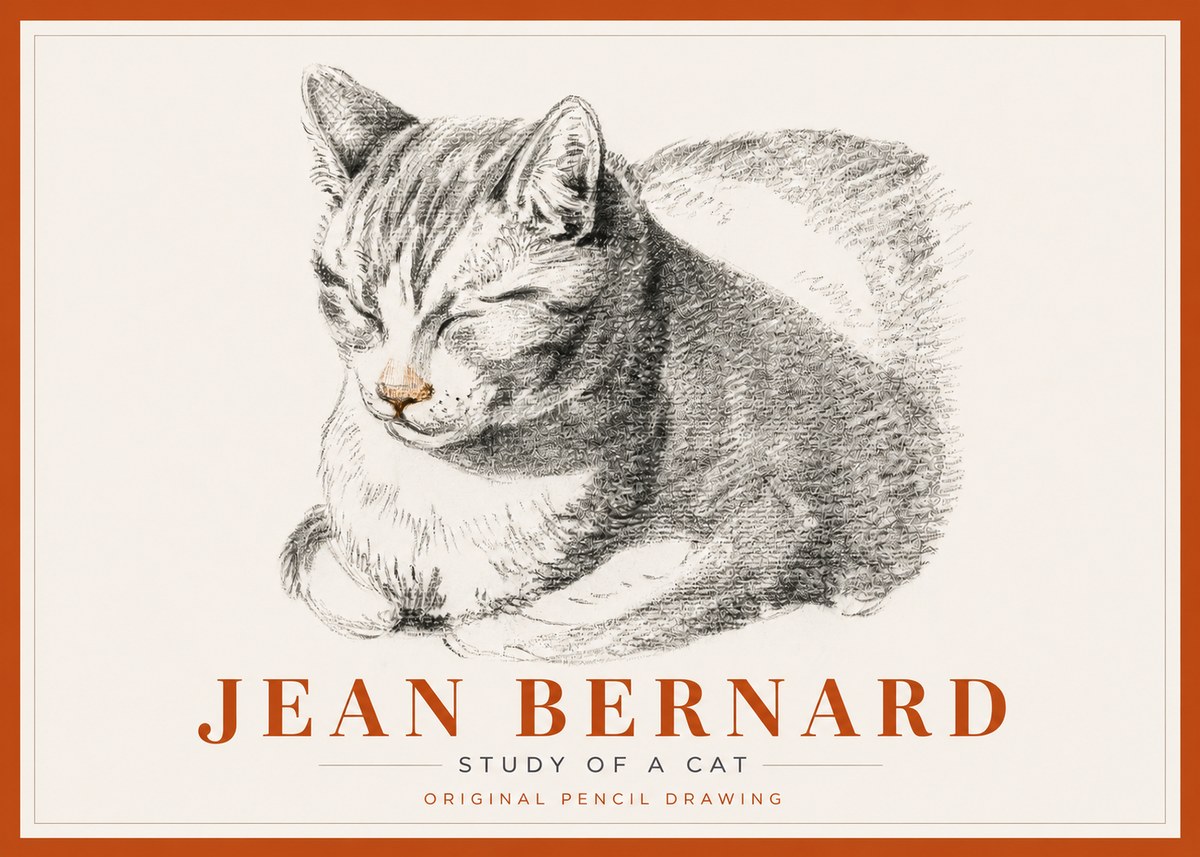 Jean Bernard Sleeping Cat VI No6 - Plakat