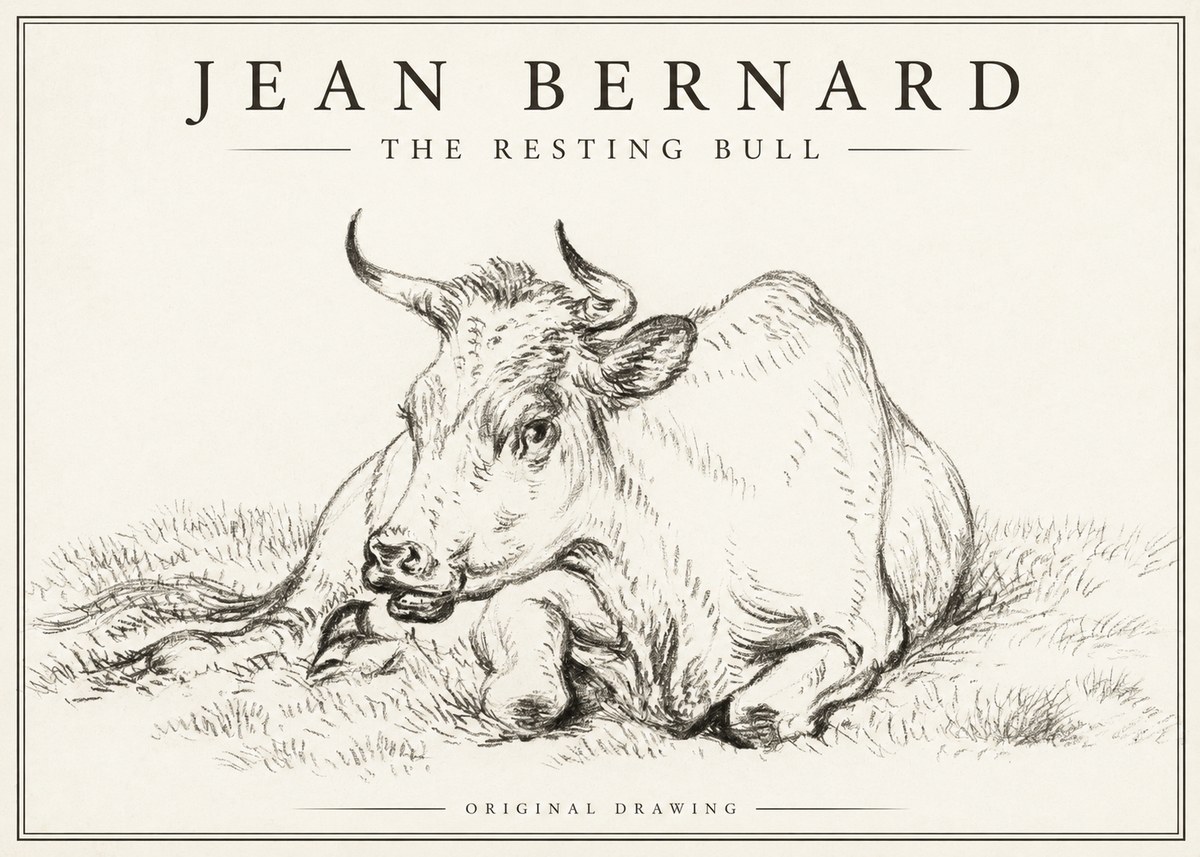 Jean Bernard Study of a Cow, Resting No3 - Plakat