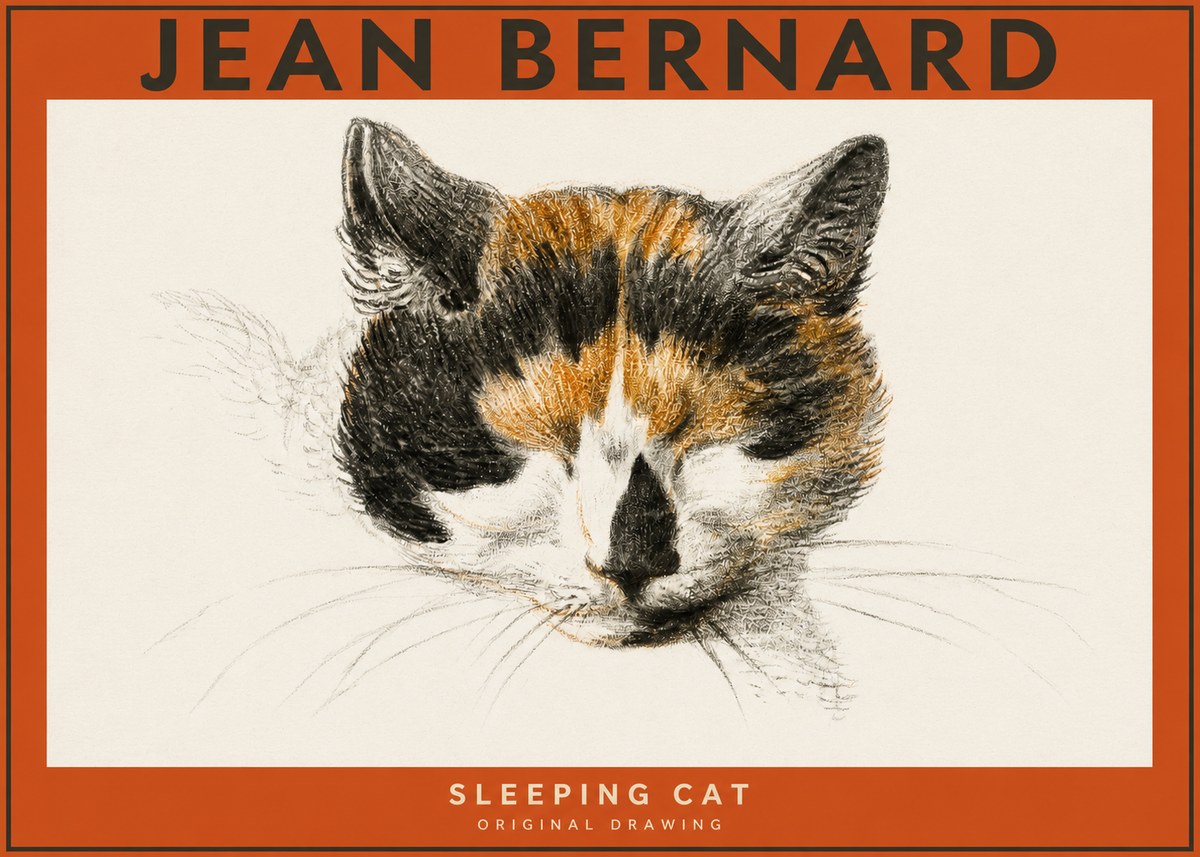 Jean Bernard Cat Study VIII No5 - Plakat