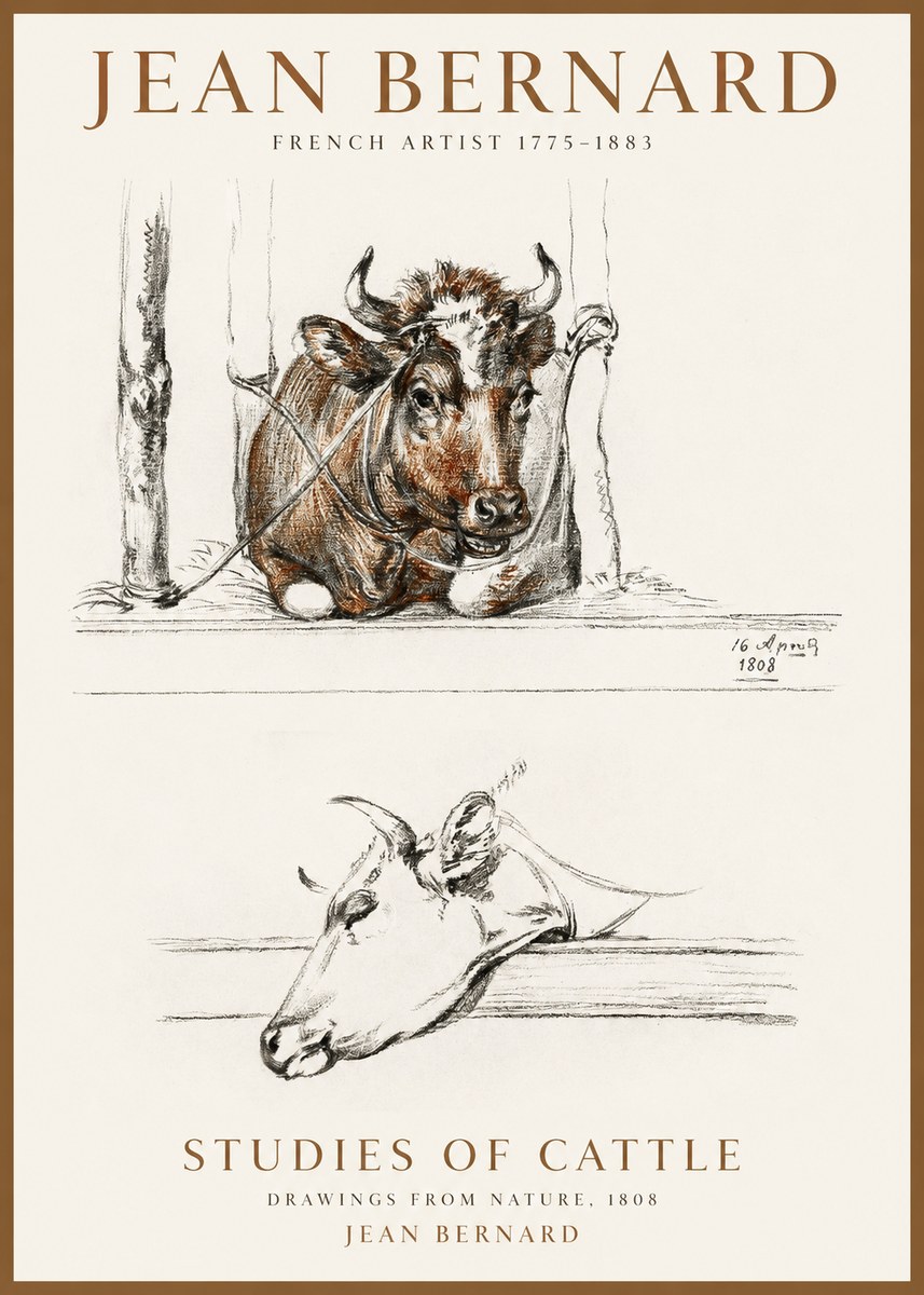 Jean Bernard Studies of Cattle III No1 - Plakat