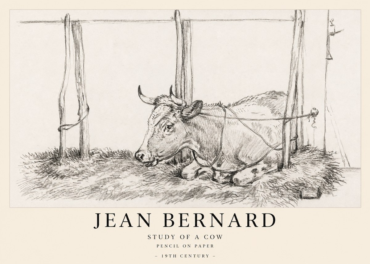 Jean Bernard A Resting Cow No2 - Plakat
