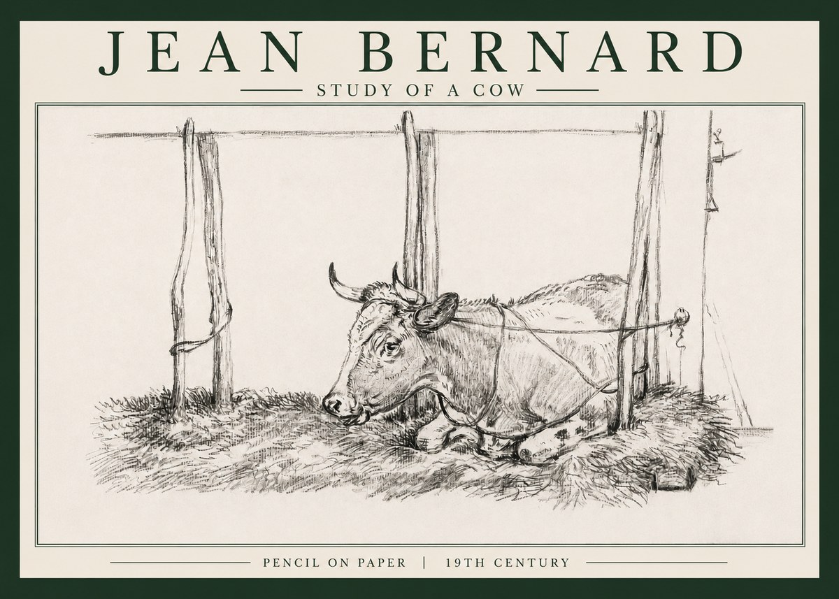 Jean Bernard A Resting Cow No4 - Plakat