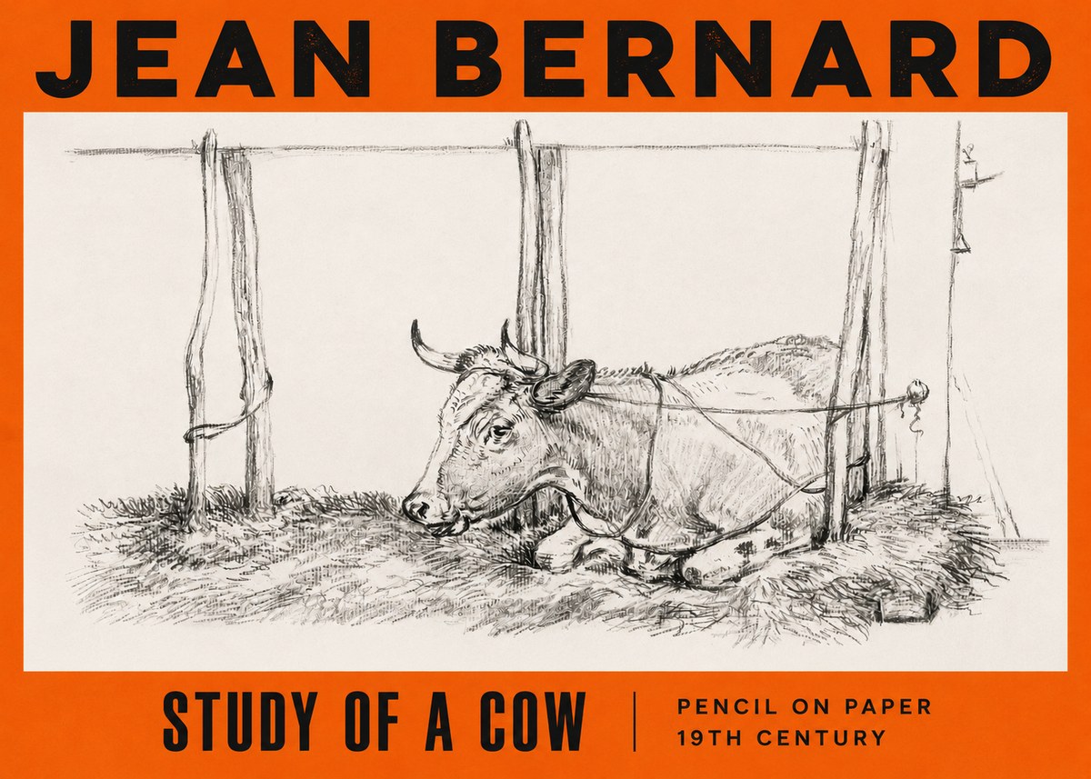Jean Bernard A Resting Cow No5 - Plakat
