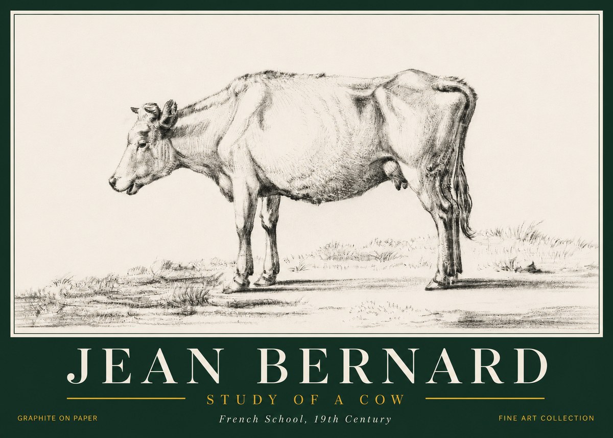 Jean Bernard Study of a Cow XI No6 - Plakat