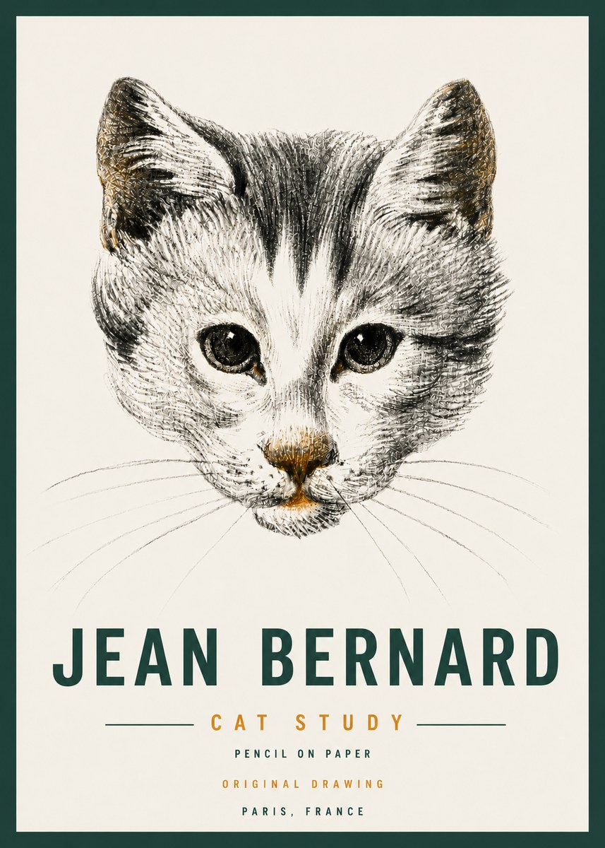 Jean Bernard Cat Study IX No4 - Plakat