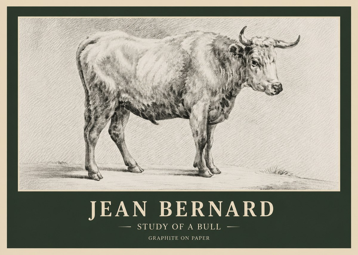 Jean Bernard Study of a Bull IV No6 - Plakat
