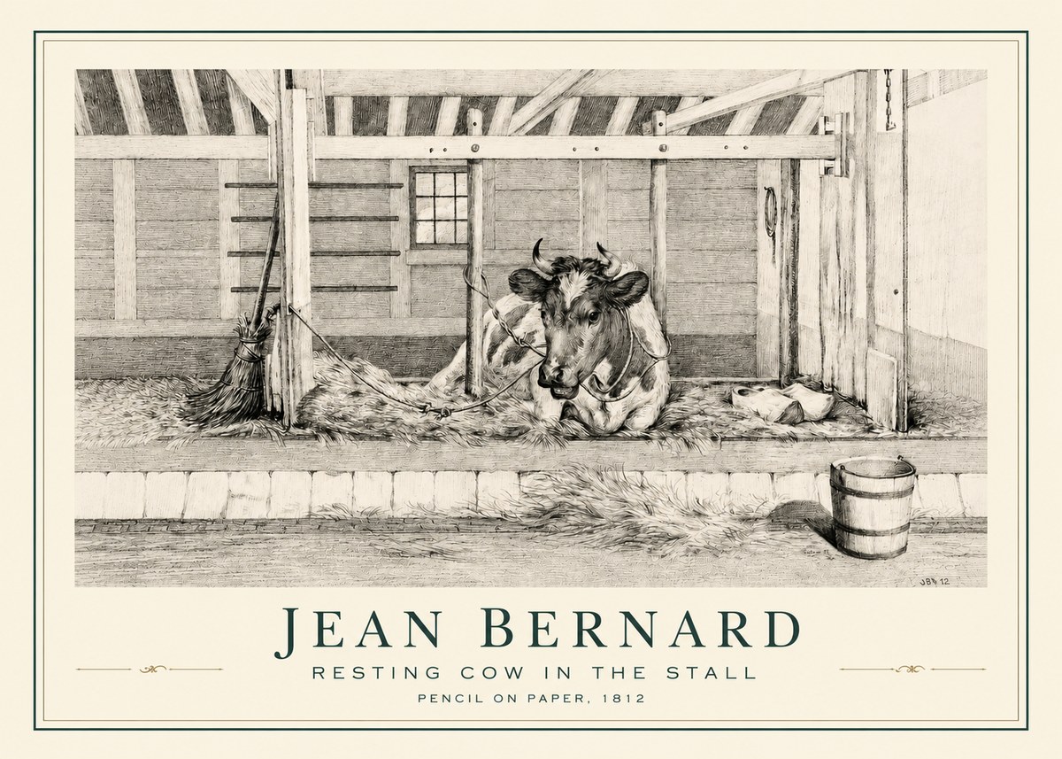 Jean Bernard Resting Cow in the Stall I No3 - Plakat