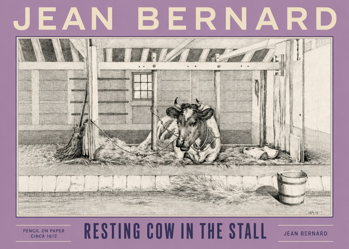 Jean Bernard Resting Cow in the Stall I No4 - Plakat
