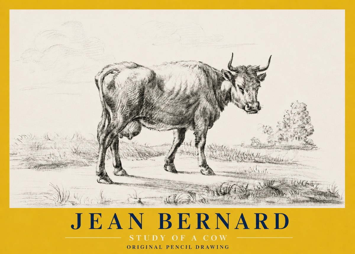 Jean Bernard Study of a Cow XII No4 - Plakat