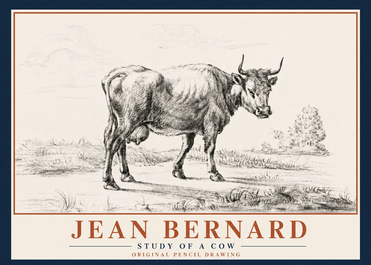 Jean Bernard Study of a Cow XII No5 - Plakat