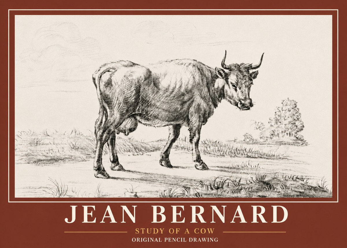 Jean Bernard Study of a Cow XII No6 - Plakat