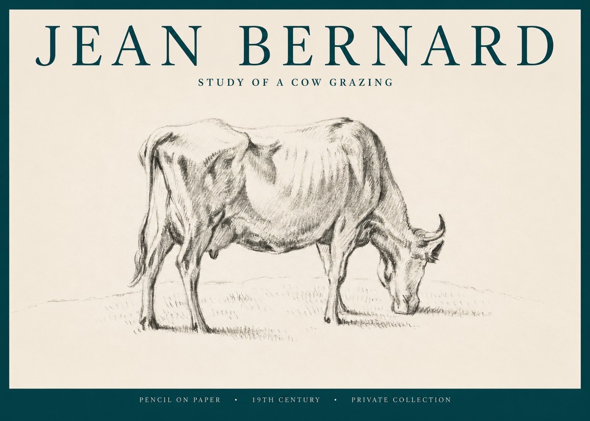 Jean Bernard Study of a Cow Grazing I No2 - Plakat