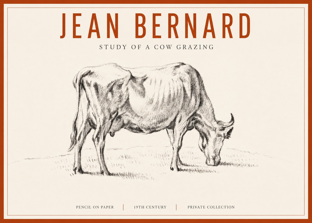 Jean Bernard Study of a Cow Grazing I No3 - Plakat