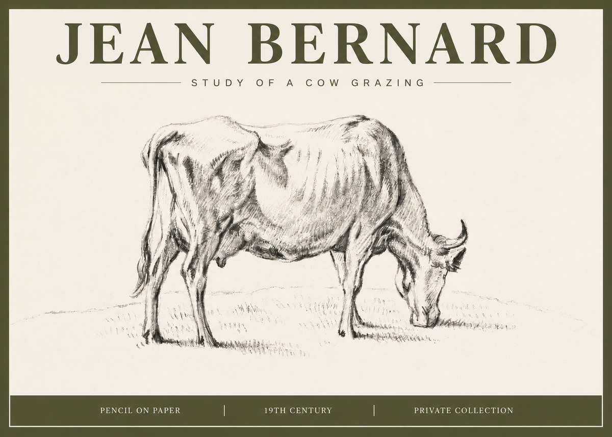 Jean Bernard Study of a Cow Grazing I No4 - Plakat