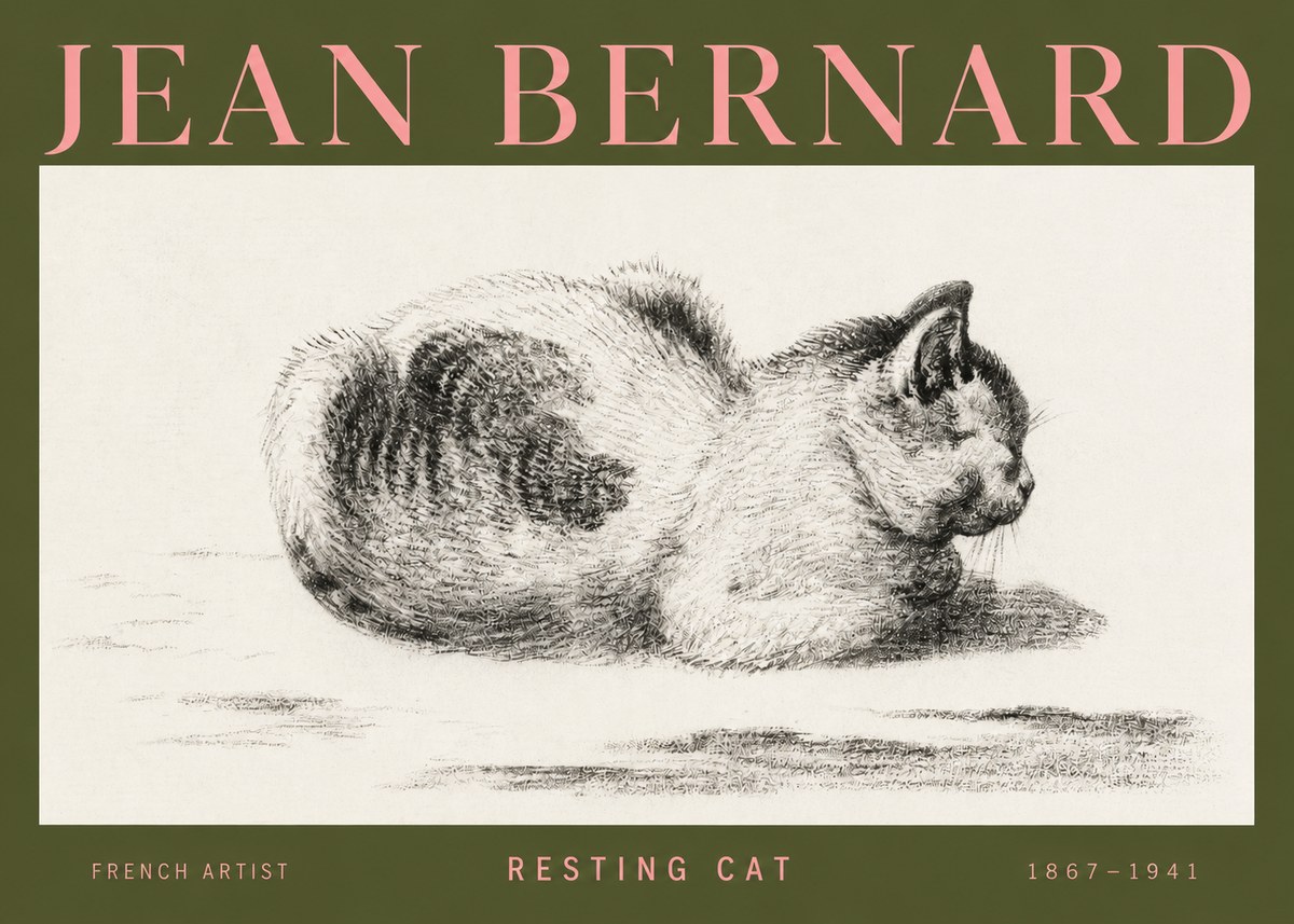 Jean Bernard Resting Cat No3 - Plakat