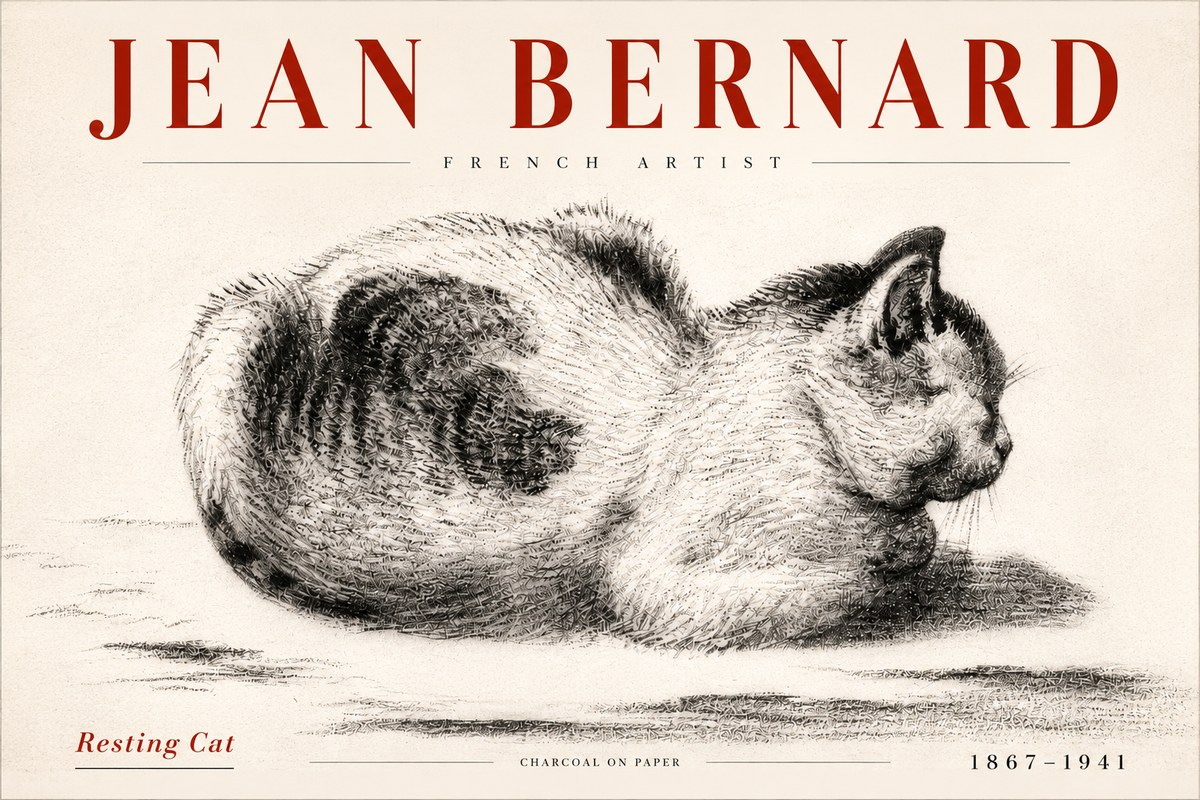 Jean Bernard Resting Cat No5 - Plakat