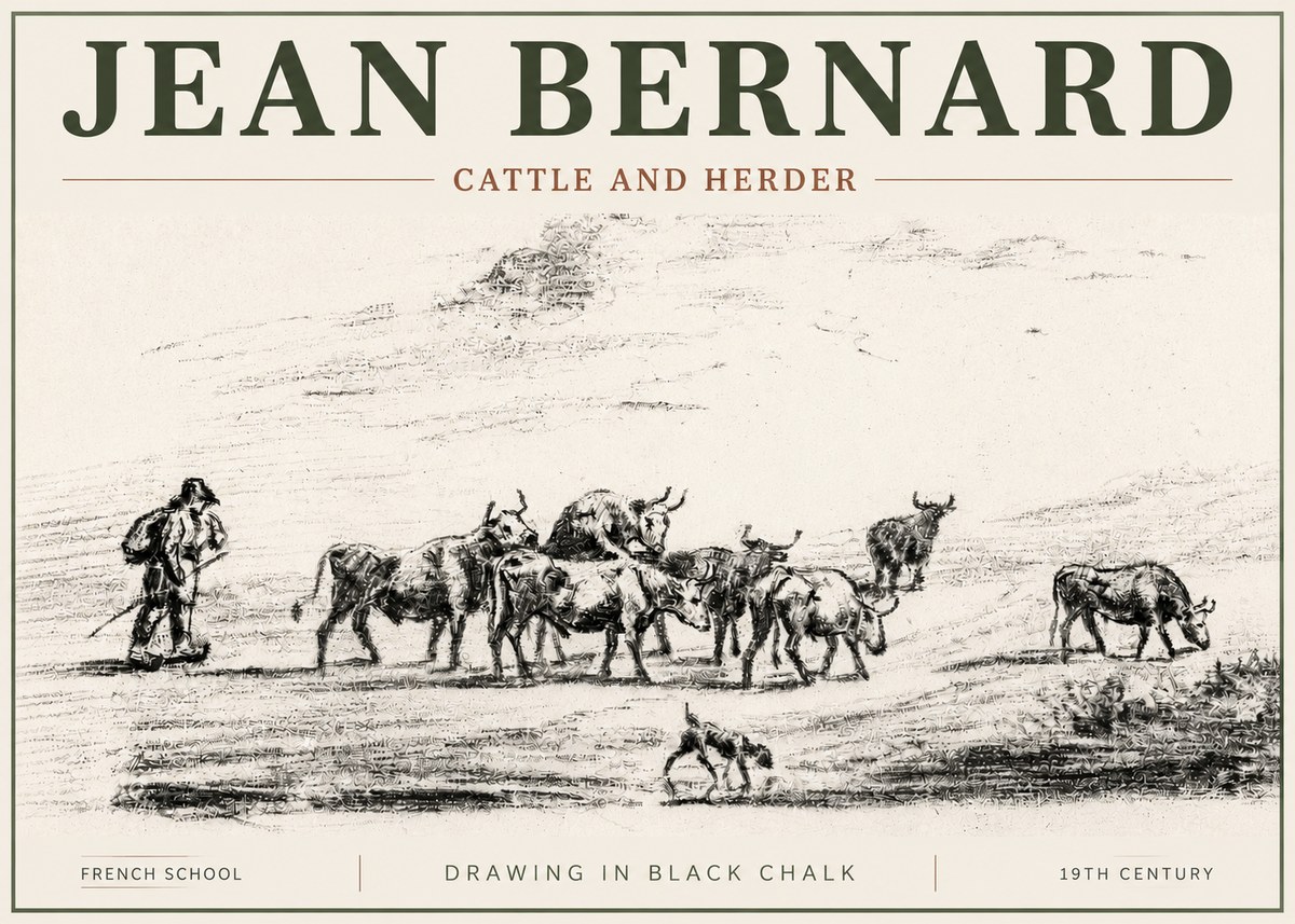 Jean Bernard Cattle and Herder No4 - Plakat