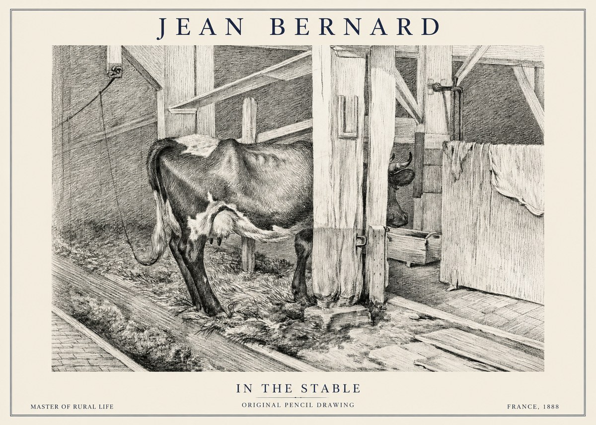 Jean Bernard Cow in a Stable No6 - Plakat
