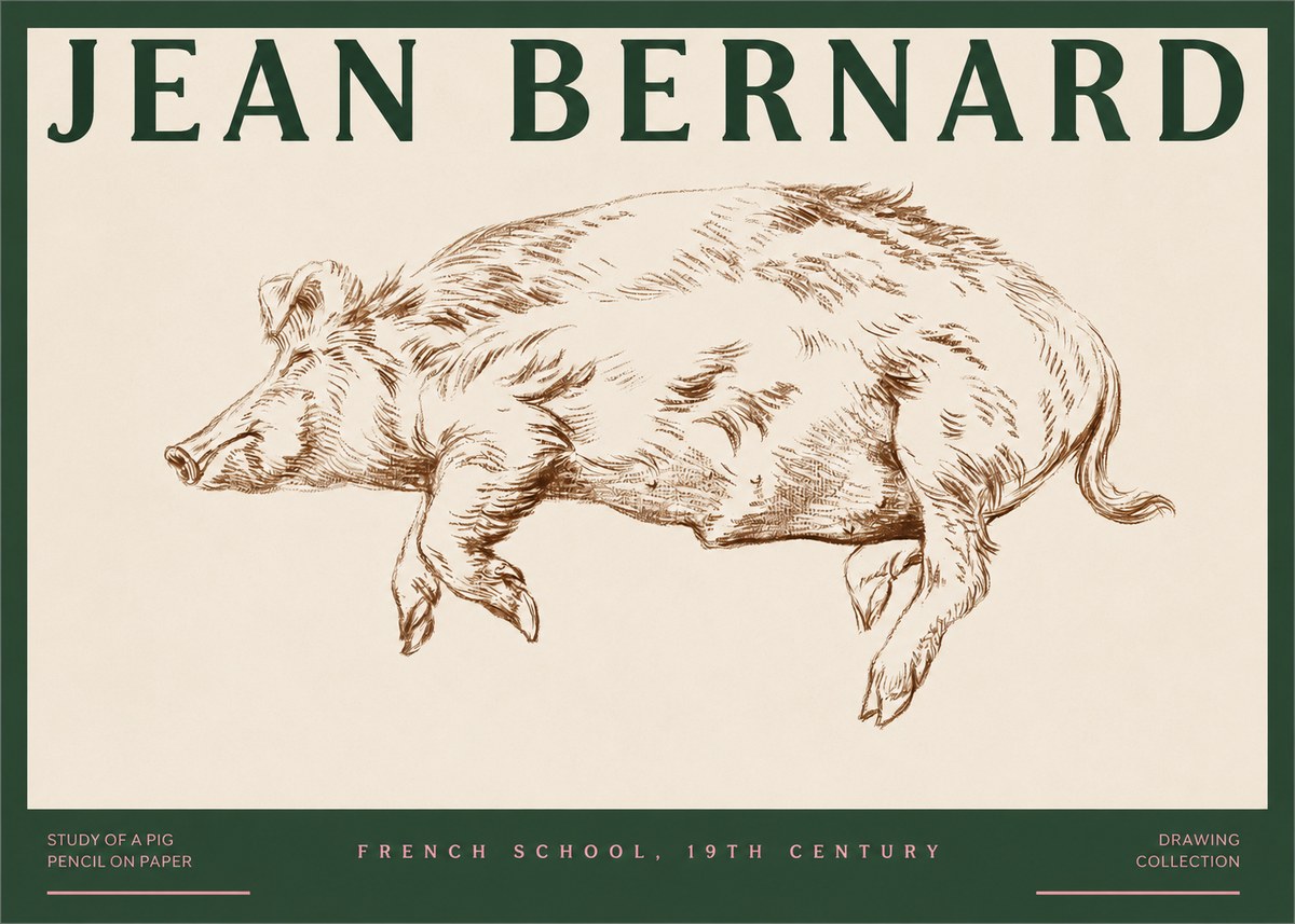 Jean Bernard Study of a Pig II No2 - Plakat