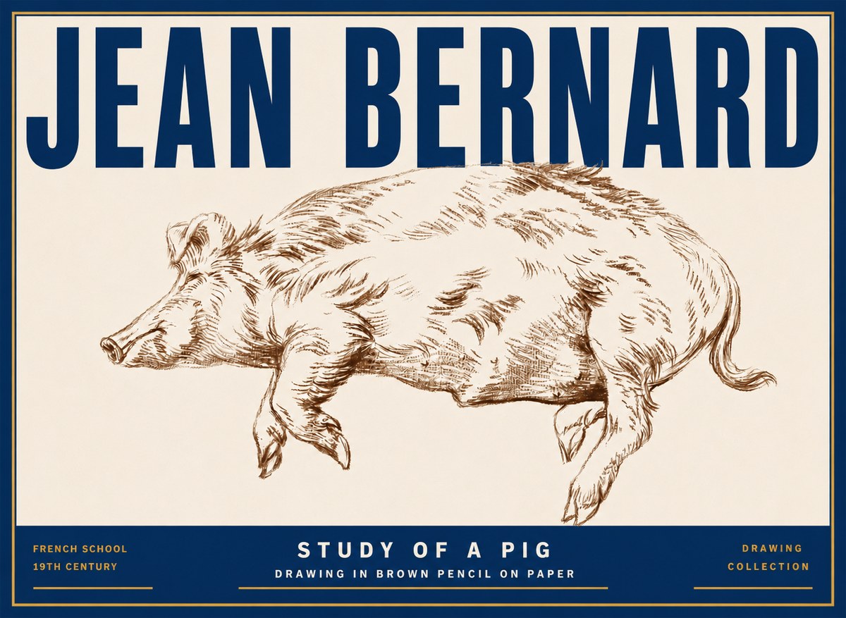 Jean Bernard Study of a Pig II No5 - Plakat