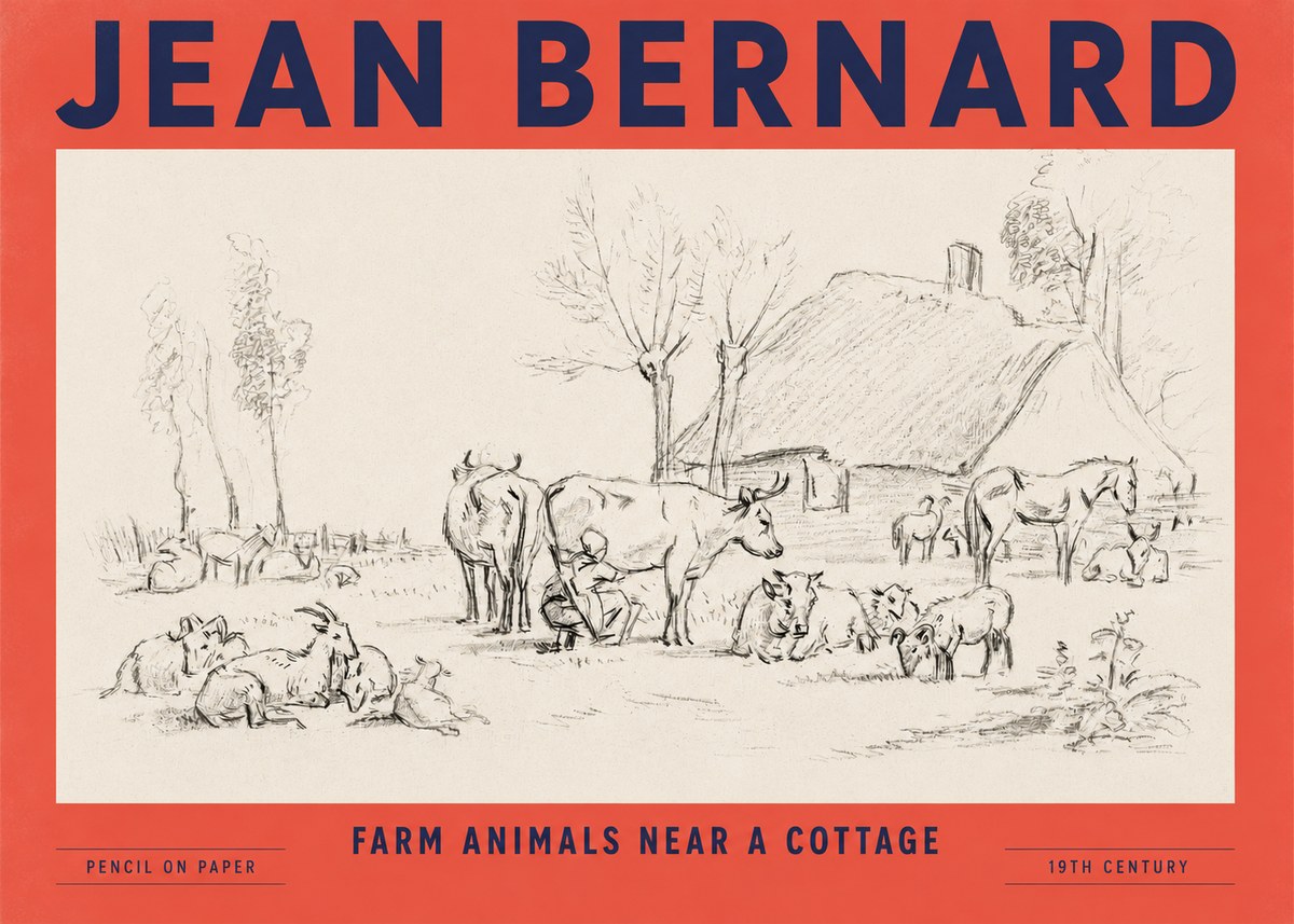 Jean Bernard Farmyard Scene No5 - Plakat