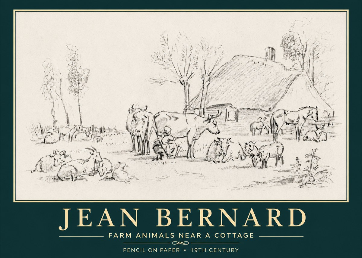 Jean Bernard Farmyard Scene No6 - Plakat
