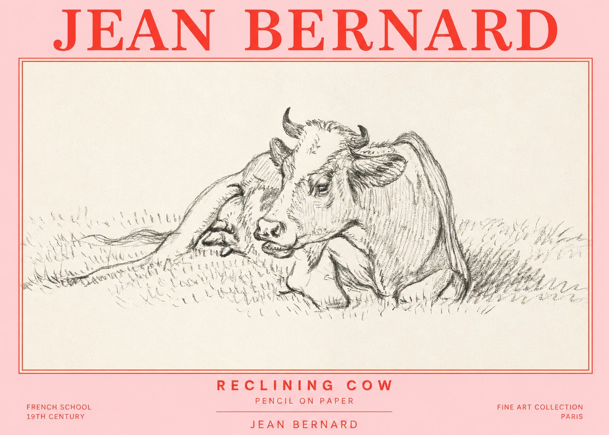 Jean Bernard Reclining Cow III No2 - Plakat