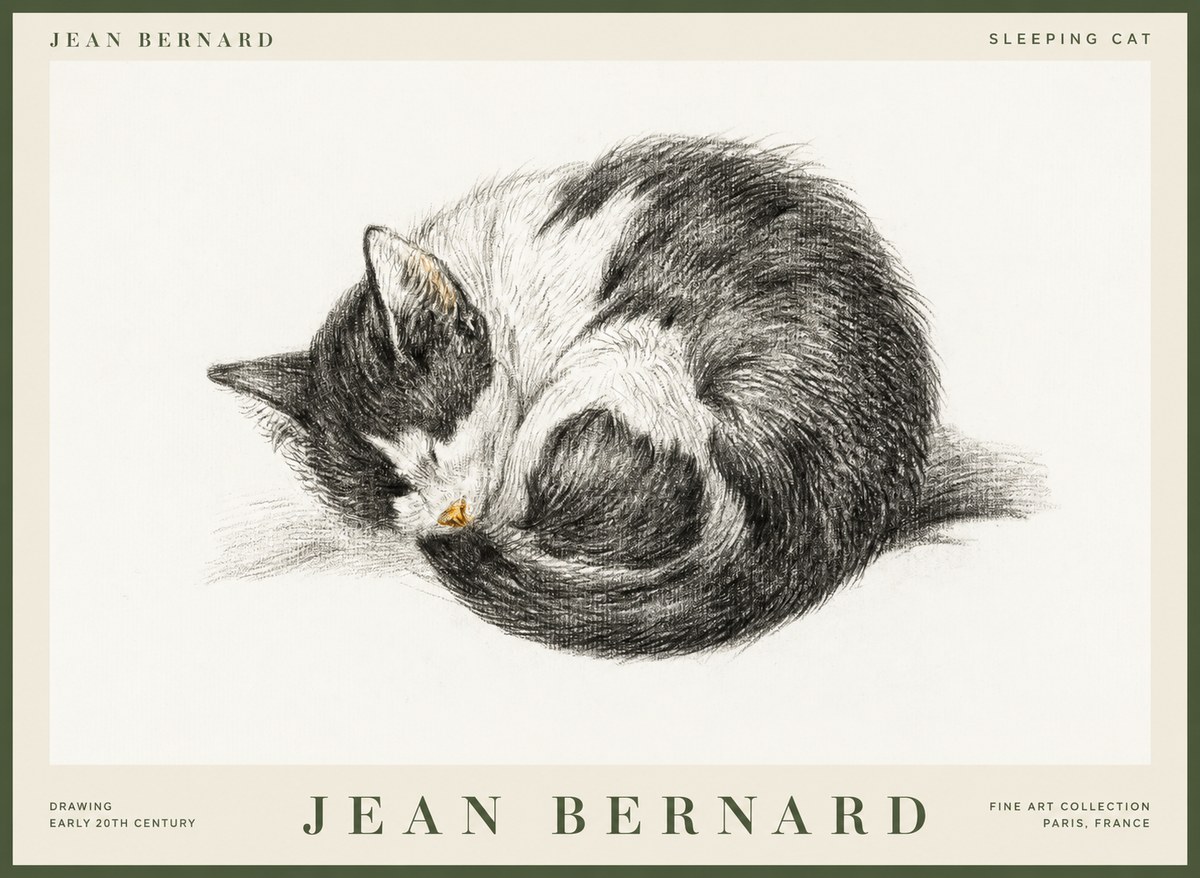 Jean Bernard Sleeping Cat VIII No1 - Plakat