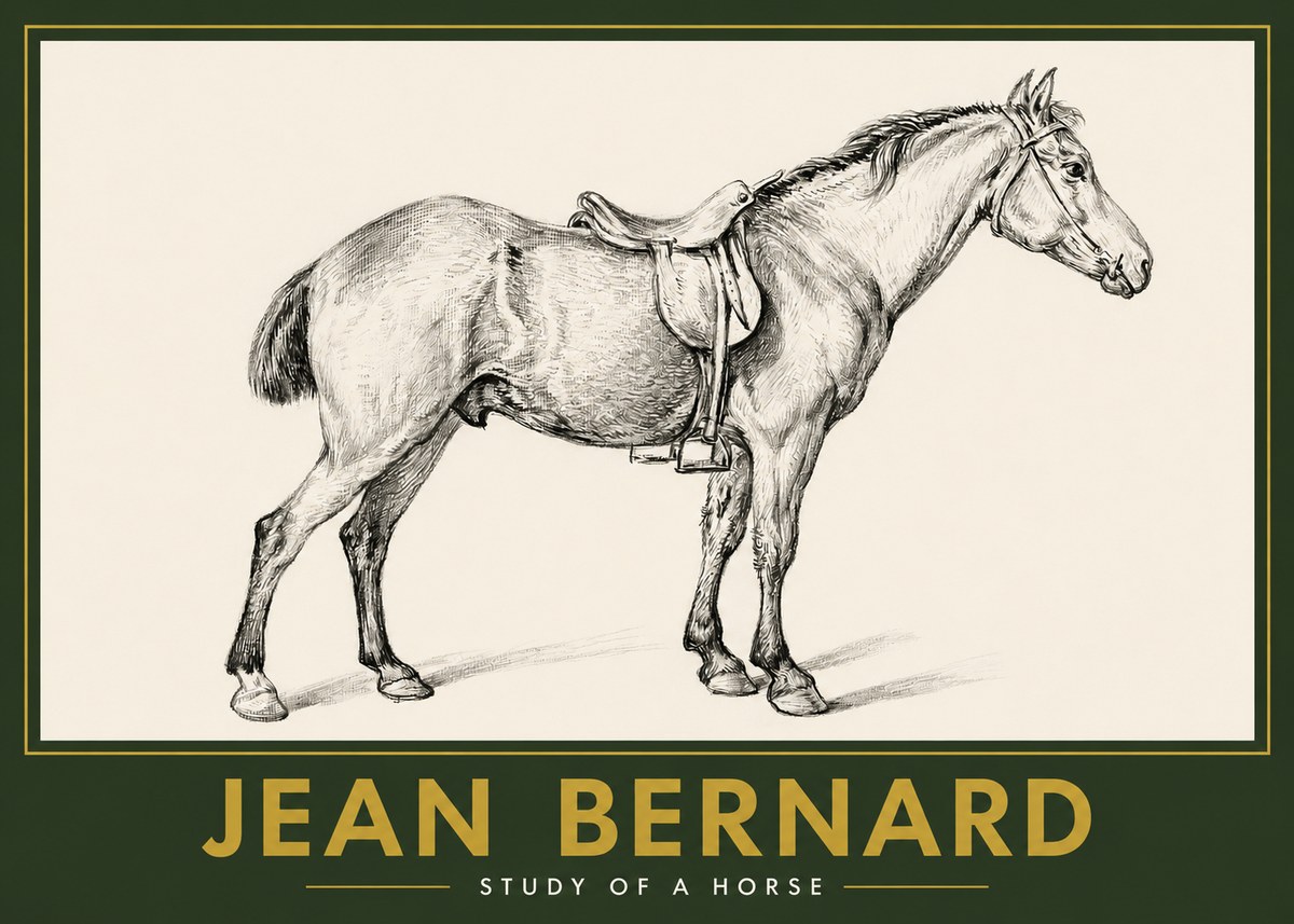 Jean Bernard Study of a Horse X No2 - Plakat