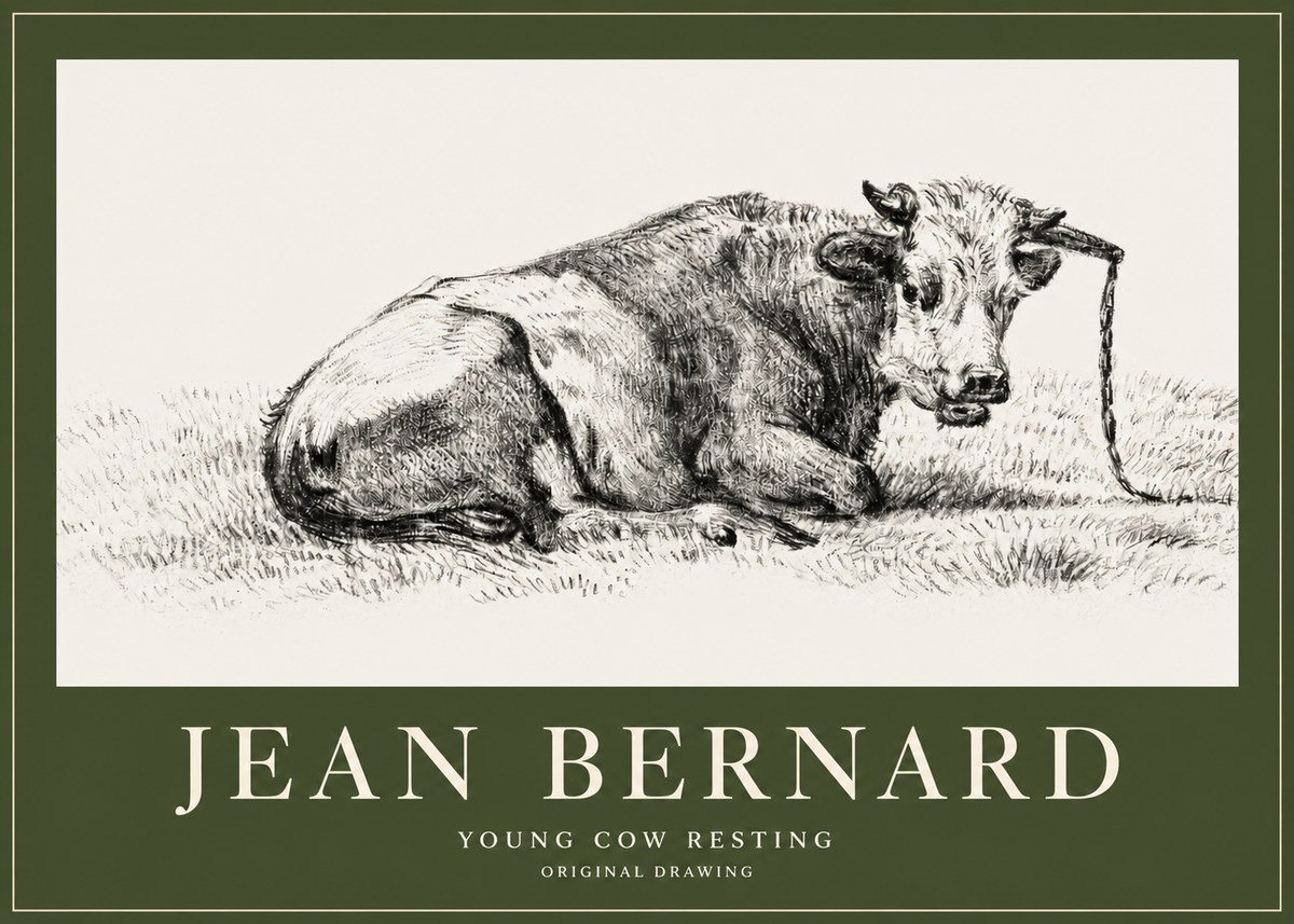 Jean Bernard Young Cow Resting No2 - Plakat