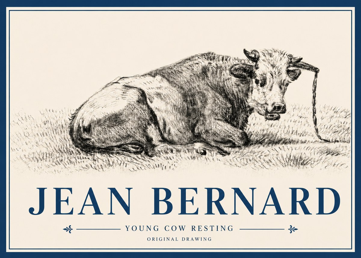 Jean Bernard Young Cow Resting No4 - Plakat