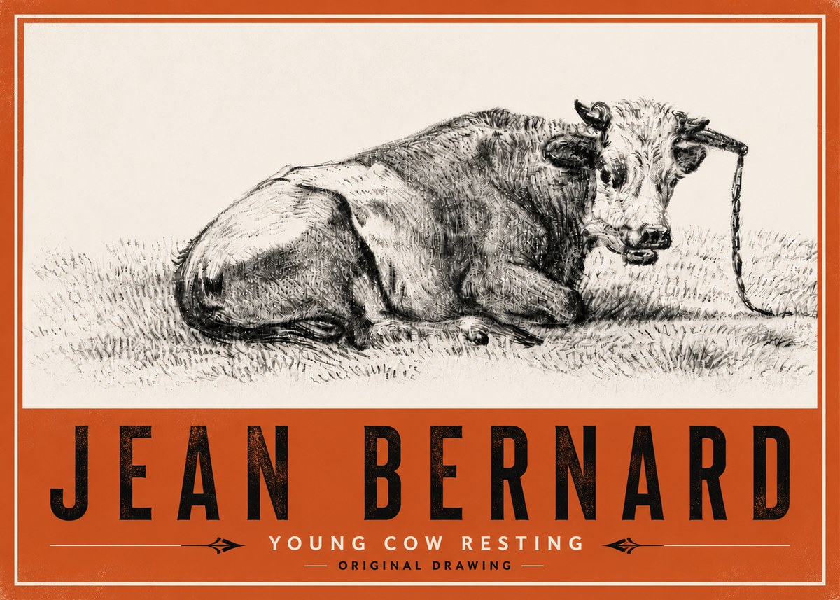 Jean Bernard Young Cow Resting No6 - Plakat