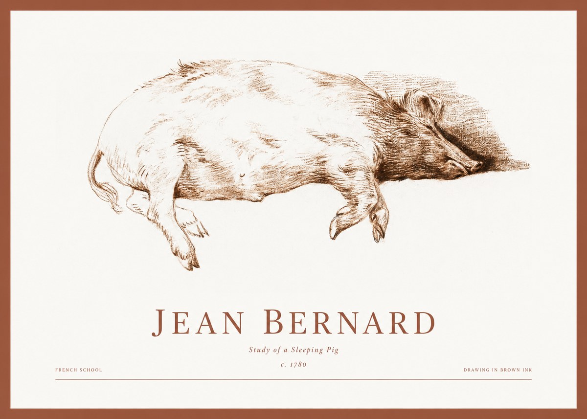 Jean Bernard Study of a Sleeping Pig No1 - Plakat