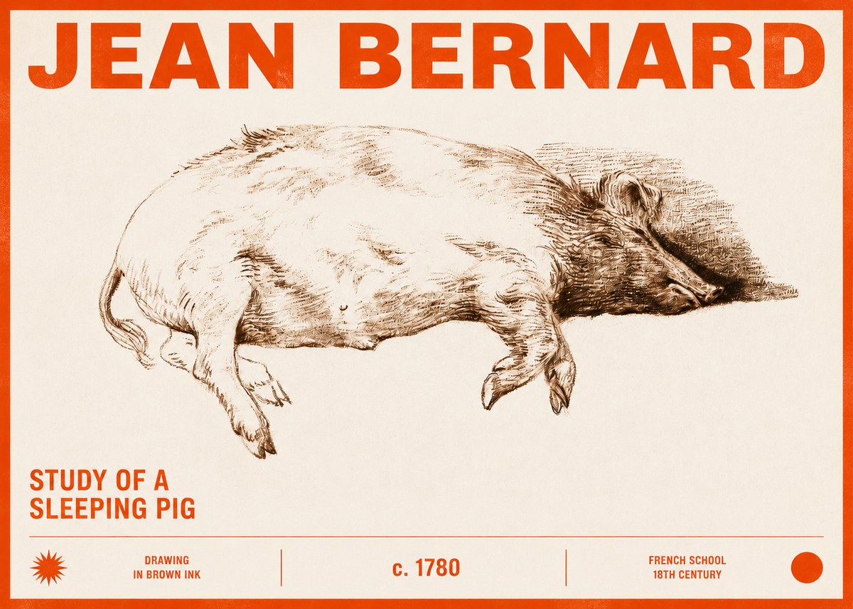 Jean Bernard Study of a Sleeping Pig No2 - Plakat