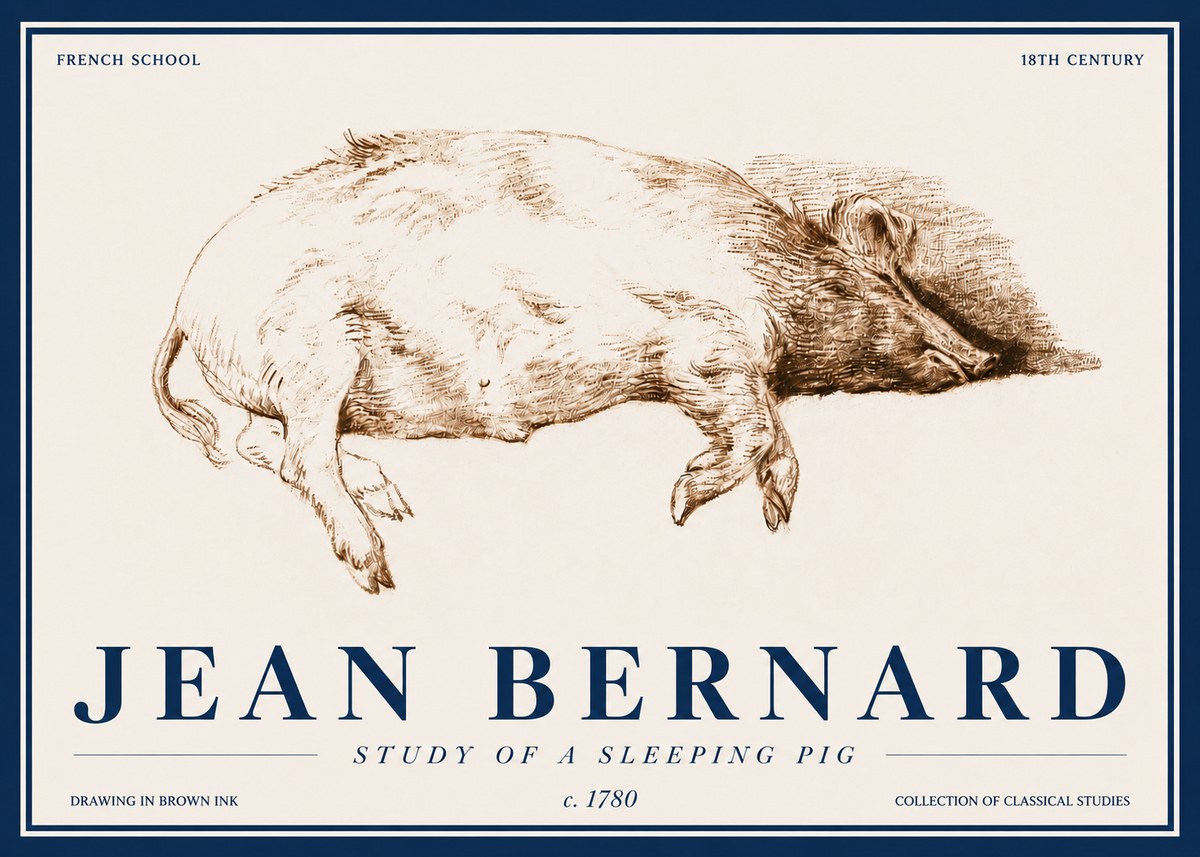 Jean Bernard Study of a Sleeping Pig No4 - Plakat