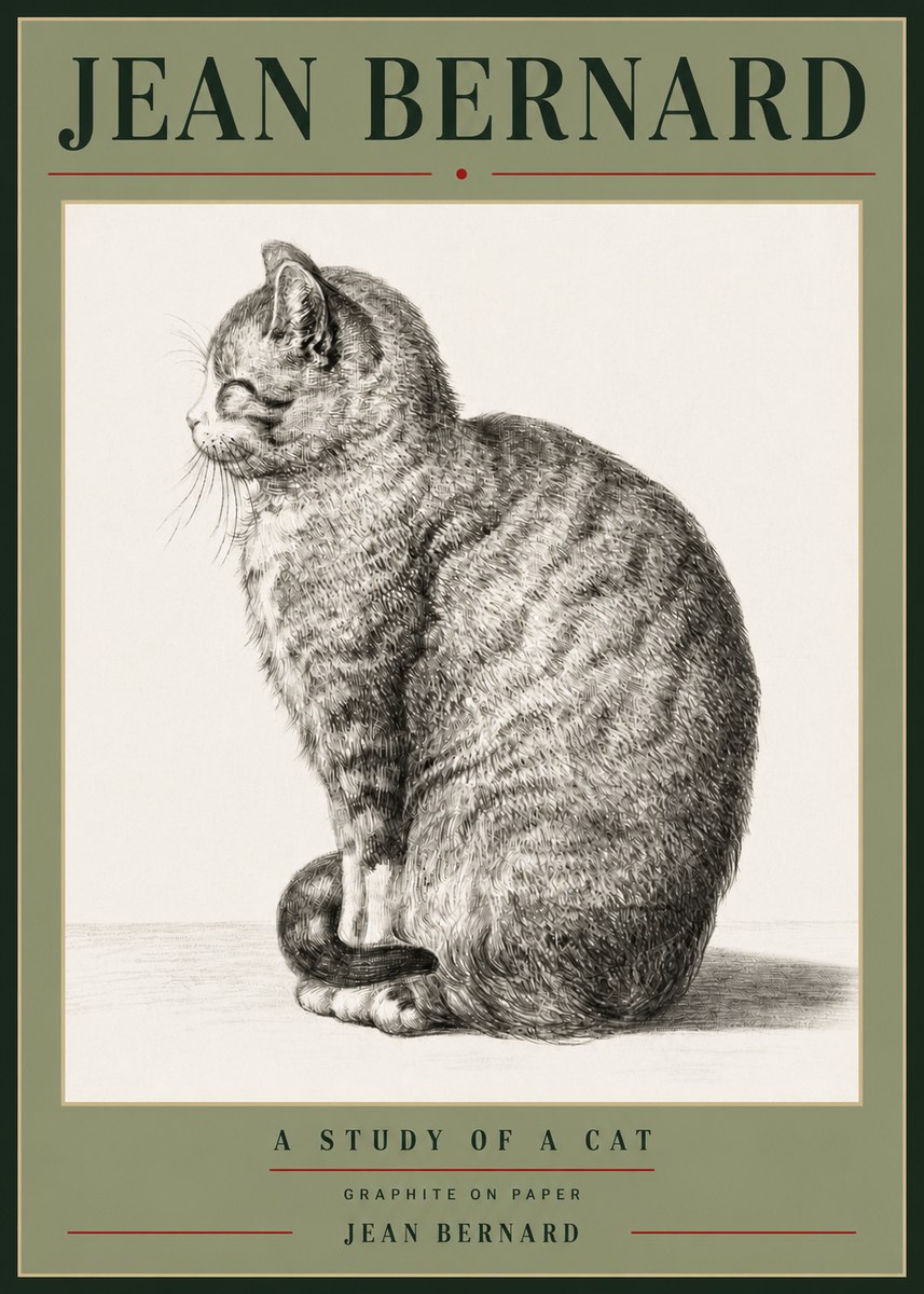 Jean Bernard Cat in Profile No6 - Plakat