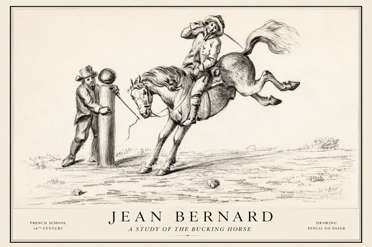Jean Bernard A Study of the Bucking Horse No1 - Plakat