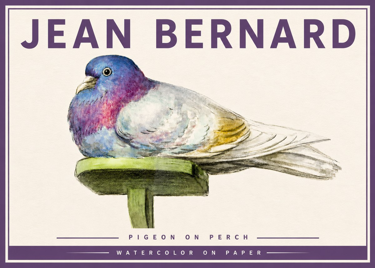 Jean Bernard Pigeon on Perch No4 - Plakat